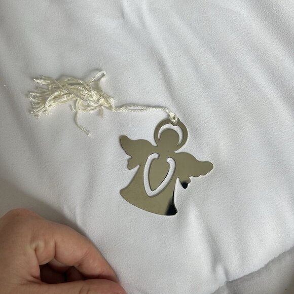 2.5" Silver Nickel Plated Angel Engravable Bookmark White Tassel Holiday - Picture 2 of 5